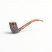 Floppypipe Pipa Paronelli Belle Epoque Sabbiata, bent Churchwarden pipe with dark sandblasted bowl and amber/caramel marbled mouthpiece.