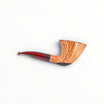 Floppypipe Pipa Paronelli Dublin Semi Curva handmade pipe, half rusticated dark briar bowl with smooth light top, red acrylic stem.