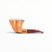 Floppypipe Pipa Paronelli Dublin Semi Curva handmade in Italy, half rusticated dark briar wood with smooth light top, black metacrilato stem.