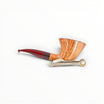 Floppypipe Pipa Paronelli Half Rusticated Dublin Semi Curva in radica con finitura mista, bocchino in metacrilato rosso e anello metallico.