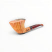 Floppypipe Pipa Paronelli Half Rusticated Dublin Semi Curva, radica chiara liscia e scura rusticata, bocchino in metacrilato rosso.