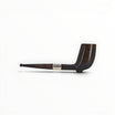 Floppypipe Pipa Paronelli 80th Anniversary Morta (Bog Oak) Stand Up pipe, black, smooth finish, silver band, horn mouthpiece.