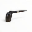 Floppypipe Pipa Paronelli 80th Anniversary Morta (Bog Oak) Stand Up pipe, black, smooth finish, silver band, horn stem.