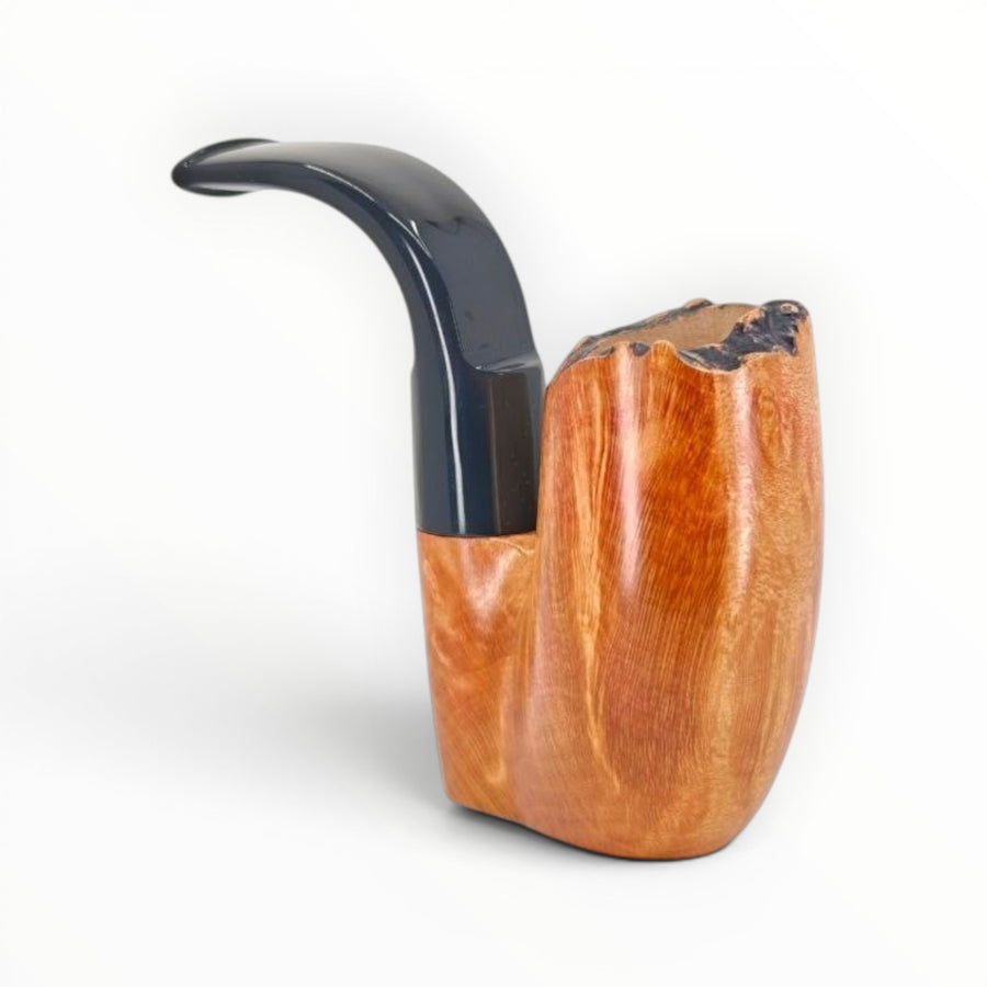 Floppypipe Pipa Paronelli Pocket Liscia Tascabile Richiudibile Stand Up, smooth natural briar wood, black methacrylate mouthpiece, foldable design.