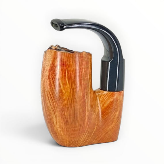 Floppypipe Pipa Paronelli Pocket Liscia Tascabile Richiudibile Stand Up, smooth natural briar wood, black methacrylate mouthpiece, foldable design.