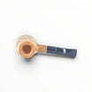 Floppypipe Pipa Paronelli half rusticated churchwarden pipe with a dark blue mouthpiece and a flat base.