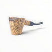 Floppypipe Pipa Paronelli Half Rusticated Stand Up pipe with a natural wood grain bowl and black rustic finish, featuring a dark blue mouthpiece.