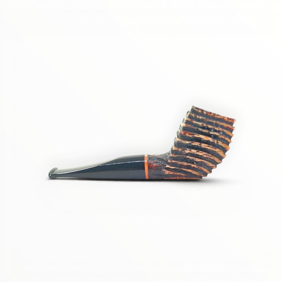 Floppypipe Pipa Paronelli Sandstorm Panel Stand Up, geometric briar wood pipe with dark marbled mouthpiece, 100% Made in Italy