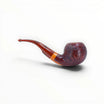 Floppypipe Pipa Pascucci Sabbiata Bent Apple, handcrafted Italian briar pipe with a rustic brown finish and smooth red mouthpiece.