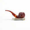 Floppypipe Pipa Pascucci Sabbiata Bent Apple, handcrafted Italian briar pipe with a rustic brown finish and smooth rim, red marbled mouthpiece.