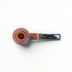 Floppypipe Pipa Pascucci Sabbiata Bulldog, sandblasted briar pipe with a diamond shank and black acrylic mouthpiece with white P inlay.