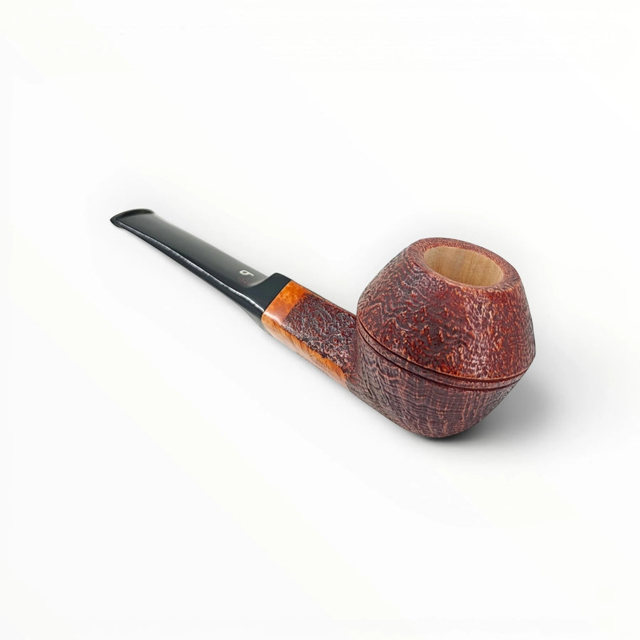 Floppypipe Pipa Pascucci Sabbiata Bulldog, sandblasted briar pipe with a diamond shank and black acrylic stem.