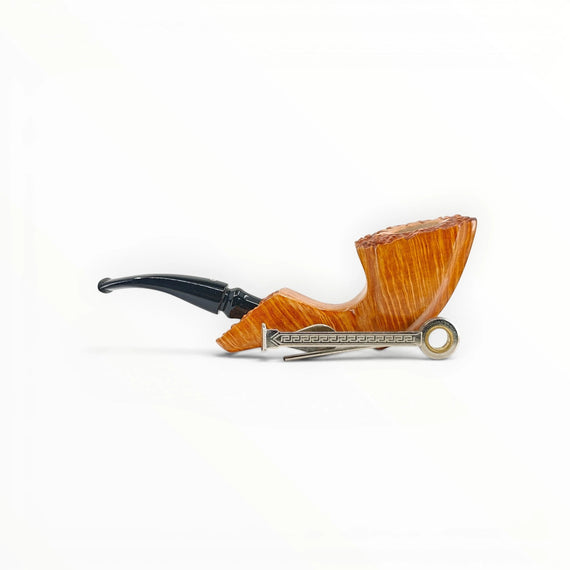 Floppypipe Pipa Pascucci Freehand PIII (P3) in radica naturale con bocchino in metacrilato nero. Design sitter.
