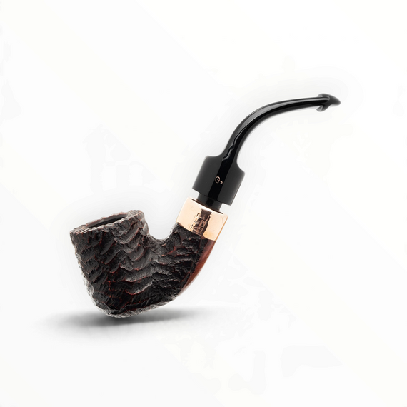 Pipa Floppypipe Peterson Christmas 2026 Deluxe System 1s in radica rusticata cremisi con vera in rame e bocchino P-Lip