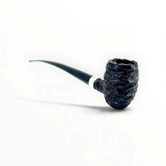 Pipa Floppypipe Peterson Churchwarden Barrel rusticata scura con bocchino lungo semi curvo