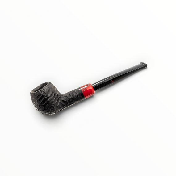 Pipa Floppypipe Peterson Halloween 2026 Apple 87 in radica nera rusticata con bocchino fishtail e raccordo rosso