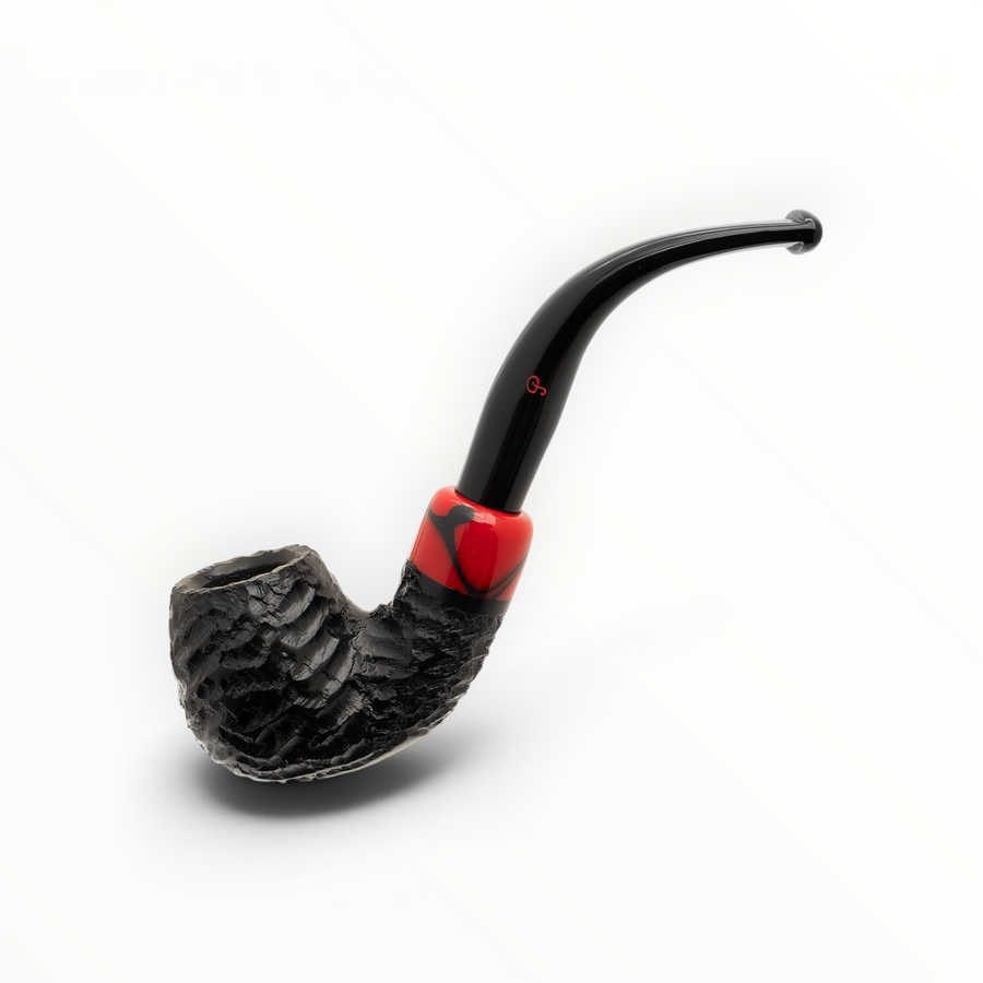 Pipa Floppypipe Peterson Halloween 2026 Bent Billiard 230 in radica nera rusticata con bocchino fishtail bicolore
