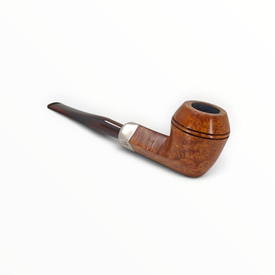 Pipa Floppypipe Peterson Kapp Royal XL13 Bent Bulldog in radica liscia con vera in argento 925 e bocchino Cumberland
