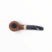 Pipa Floppypipe Peterson anni 80 in radica liscia con ghiera in argento sterling e bocchino nero su base bianca