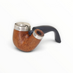 Pipa Floppypipe Peterson Silver Cup X220 Bent Billiard in radica liscia con coperchio antivento in argento