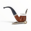 Pipa Floppypipe Peterson Silver Cup X220 Bent Billiard in radica liscia con coperchio antivento in argento