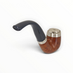 Pipa Floppypipe Peterson Silver Cup X220 Bent Billiard in radica liscia con coperchio antivento in argento