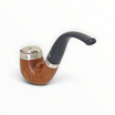 Pipa Floppypipe Peterson Silver Cup X220 Bent Billiard in radica liscia con coperchio antivento in argento