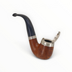 Pipa Floppypipe Peterson Silver Cup X220 Bent Billiard in radica liscia con coperchio antivento in argento