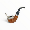 Pipa Floppypipe Peterson Silver Cup XL02 Bent Apple in radica liscia con coperchio antivento in argento e bocchino nero