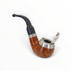 Pipa Floppypipe Peterson Silver Cup XL02 Bent Apple in radica liscia con coperchio antivento in argento e bocchino