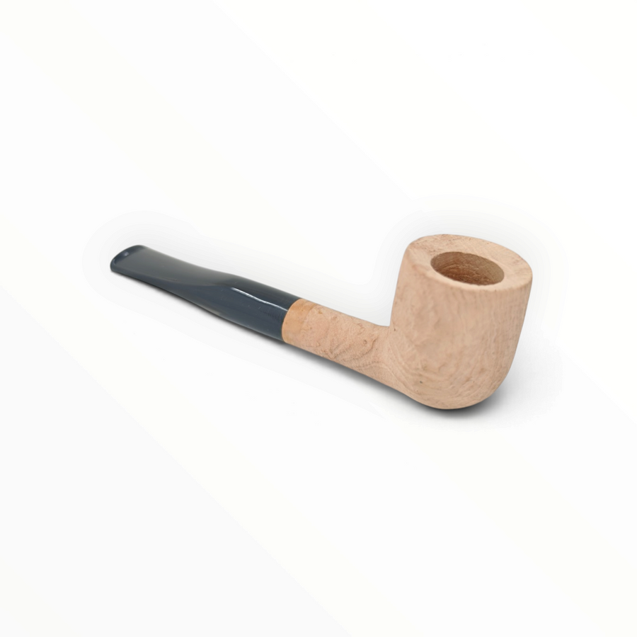 Pipa Floppypipe Primitive Billiard in radica naturale grezza con bocchino in metacrilato nero e foratura da 9 mm