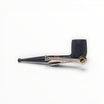 Pipa Floppypipe Billiard in radica sabbiata nera con bocchino in metacrilato e pigino metallico in primo piano