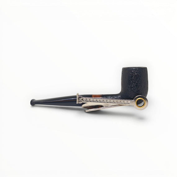 Pipa Floppypipe Billiard in radica sabbiata nera con bocchino in metacrilato, ideale per principianti.