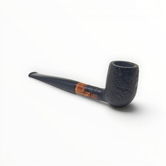 Pipa Floppypipe Billiard in radica sabbiata nera con bocchino in metacrilato, ideale per principianti.