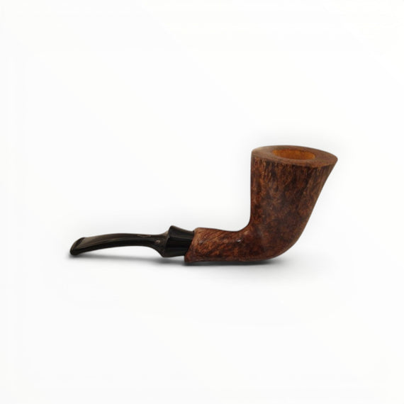 Floppypipe Pipa Brebbia Nemo Pura Noce Italy, classic wooden tobacco pipe with black mouthpiece and natural wood finish.