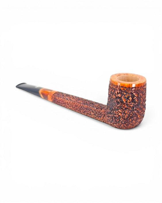 Floppypipe Pipa Pascucci Canadese rusticata marrone in radica con bocchino in metacrilato nero.