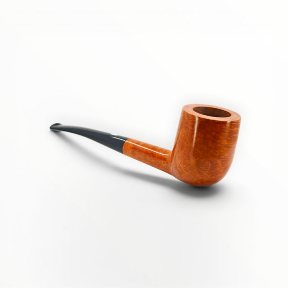 Pipa Castello Collection KKK Shape 35 Semi Bent Billiard in radica naturale liscia con bocchino nero Floppypipe