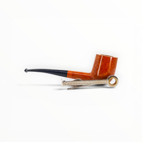 Pipa Castello Collection KKK Shape 35 Semi Bent Billiard in radica naturale liscia con bocchino nero Floppypipe