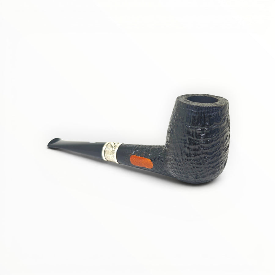 Pipa Floppypipe Castello Old Antiquari Kino 2026 billiard sabbiata con ghiera in argento massiccio e bocchino nero
