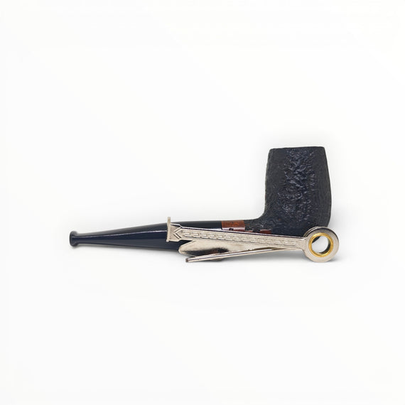 Pipa Floppypipe Chimney sabbiata nera con bocchino in metacrilato, ideale per principianti, Made in Italy.