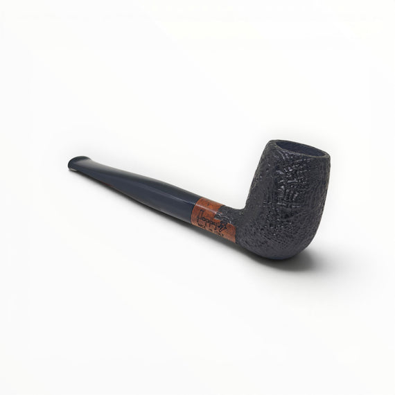 Pipa Floppypipe Chimney sabbiata nera con bocchino in metacrilato, ideale per principianti, Made in Italy.