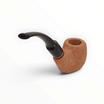 Pipa Floppypipe Primitive curva in radica naturale grezza con bocchino in metacrilato nero e foratura da 9 mm