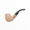Pipa Floppypipe Primitive curva sabbiata in radica naturale con bocchino in metacrilato nero e foratura da 9 mm