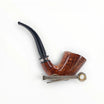 Pipa Pascucci P2 Stand Up Bent Dublin in radica di erica con finitura naturale, bocchino in ebanite nero e anello in argento.