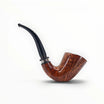 Pipa Pascucci P2 Stand Up Bent Dublin in radica di erica con finitura naturale e anello in argento. Bocchino in ebanite nero.