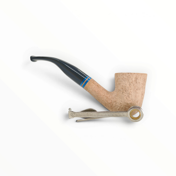 Pipa Floppypipe Primitive Dublin sabbiata in radica naturale grezza con bocchino in metacrilato nero e filtro 9mm