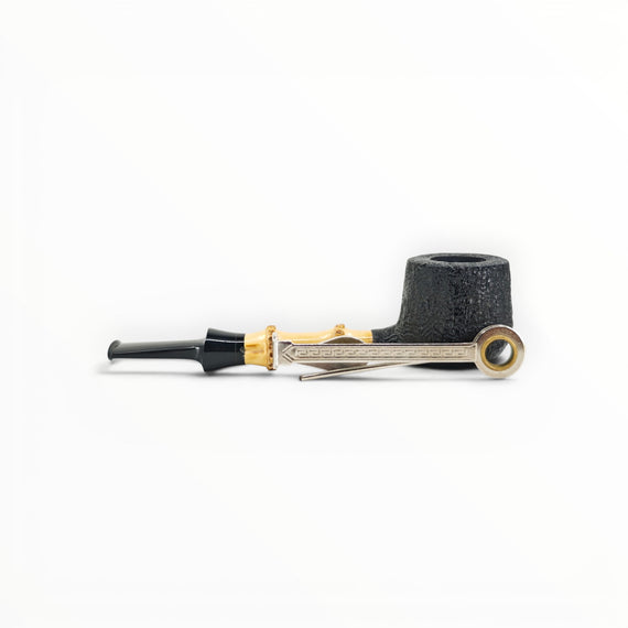 Pipa artigianale Floppypipe Iafisco 2025, forma Pot dritta, fornello sabbiato nero e cannello in bamboo naturale.