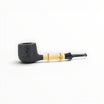 Pipa Iafisco 2025 forma Pot dritta con finitura sabbiata nera, cannello in bamboo naturale e bocchino in ebanite Floppypipe