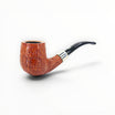 Pipa Il Ceppo Bent Billiard in radica sabbiata arancione con ghiera in argento e bocchino nero, Floppypipe.