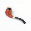 Pipa Il Ceppo Bent Billiard in radica sabbiata arancione con ghiera in argento lavorata e bocchino nero Floppypipe